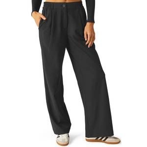 Beyond Yoga Black Wide-Leg Trousers with Elastic Waist